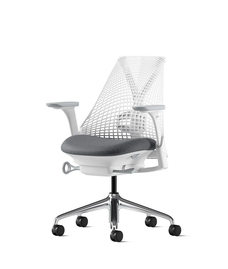 Siège de bureau Sayl* Blanc et aluminium poli