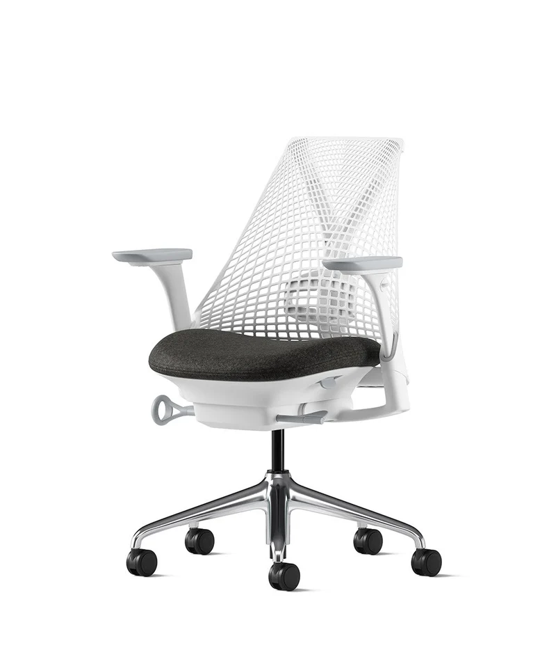 Siège de bureau Sayl* Blanc et aluminium poli