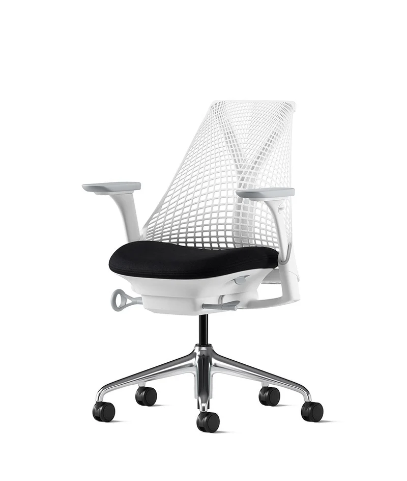 Siège de bureau Sayl* Blanc et aluminium poli
