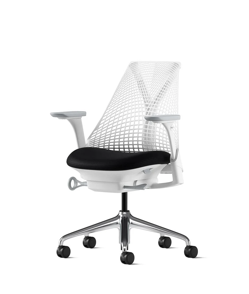 Siège de bureau Sayl* Blanc et aluminium poli
