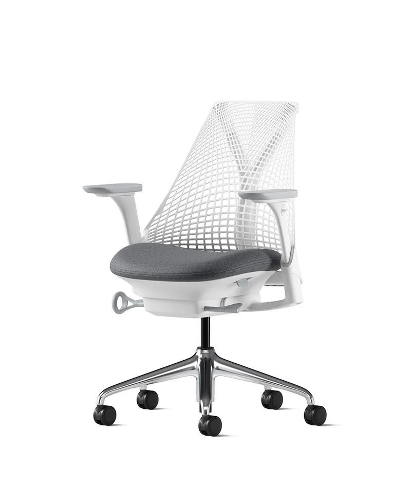 Siège de bureau Sayl* Blanc et aluminium poli