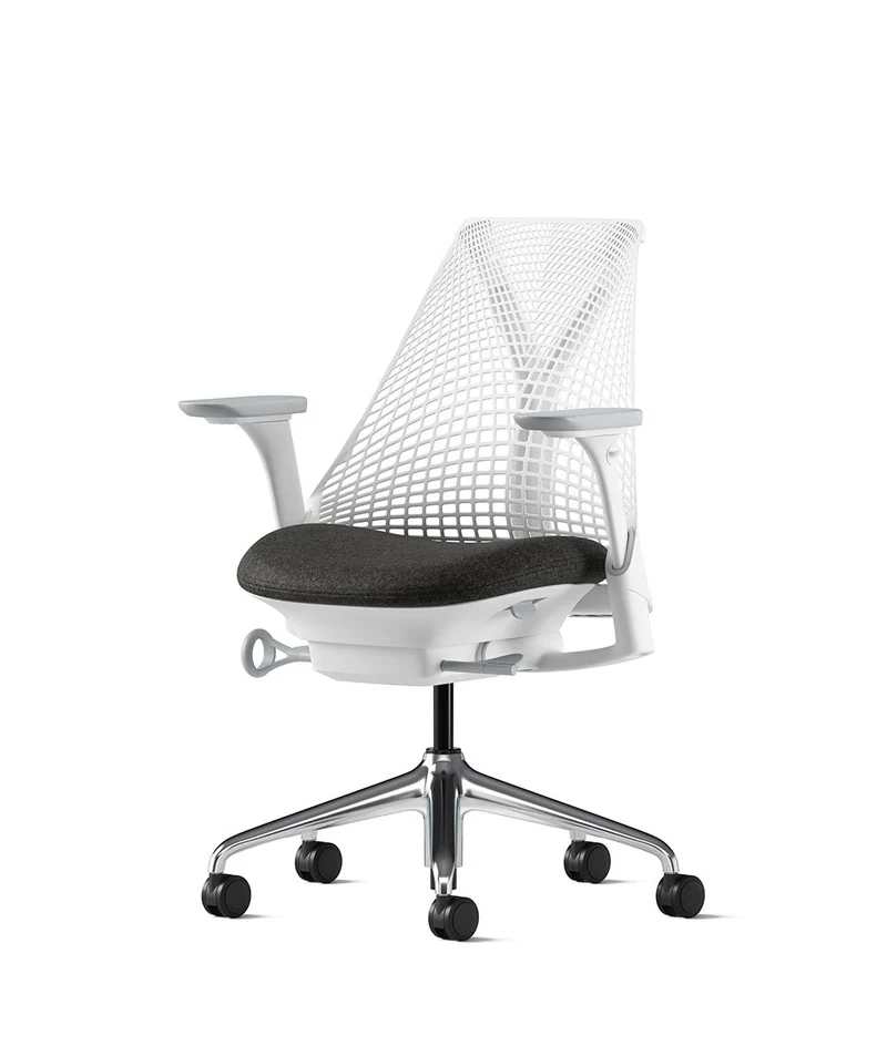 Siège de bureau Sayl* Blanc et aluminium poli