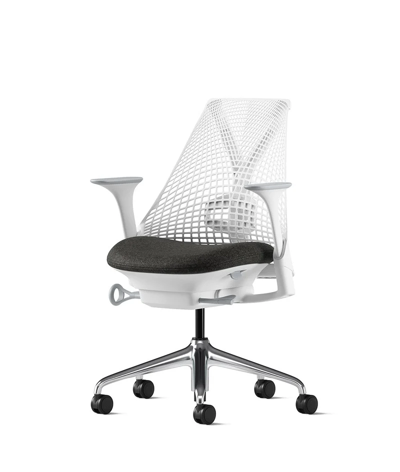 Siège de bureau Sayl* Blanc et aluminium poli