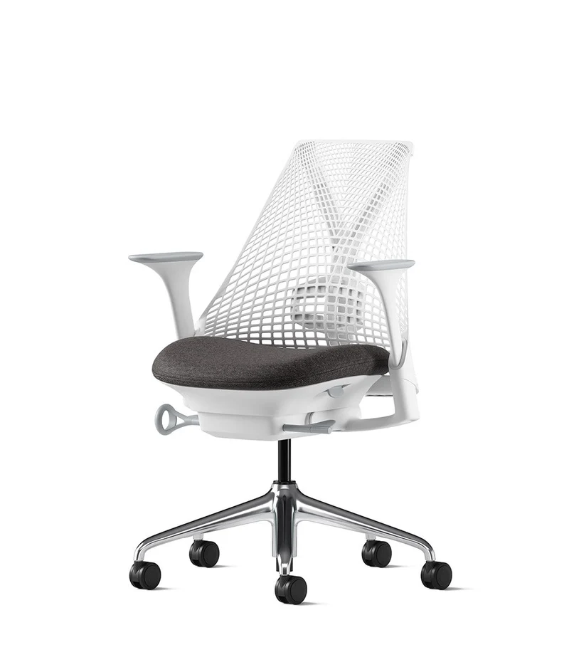 Siège de bureau Sayl* Blanc et aluminium poli