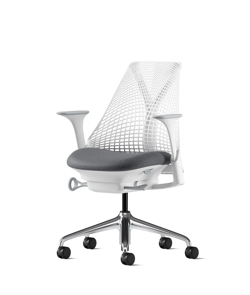 Siège de bureau Sayl* Blanc et aluminium poli