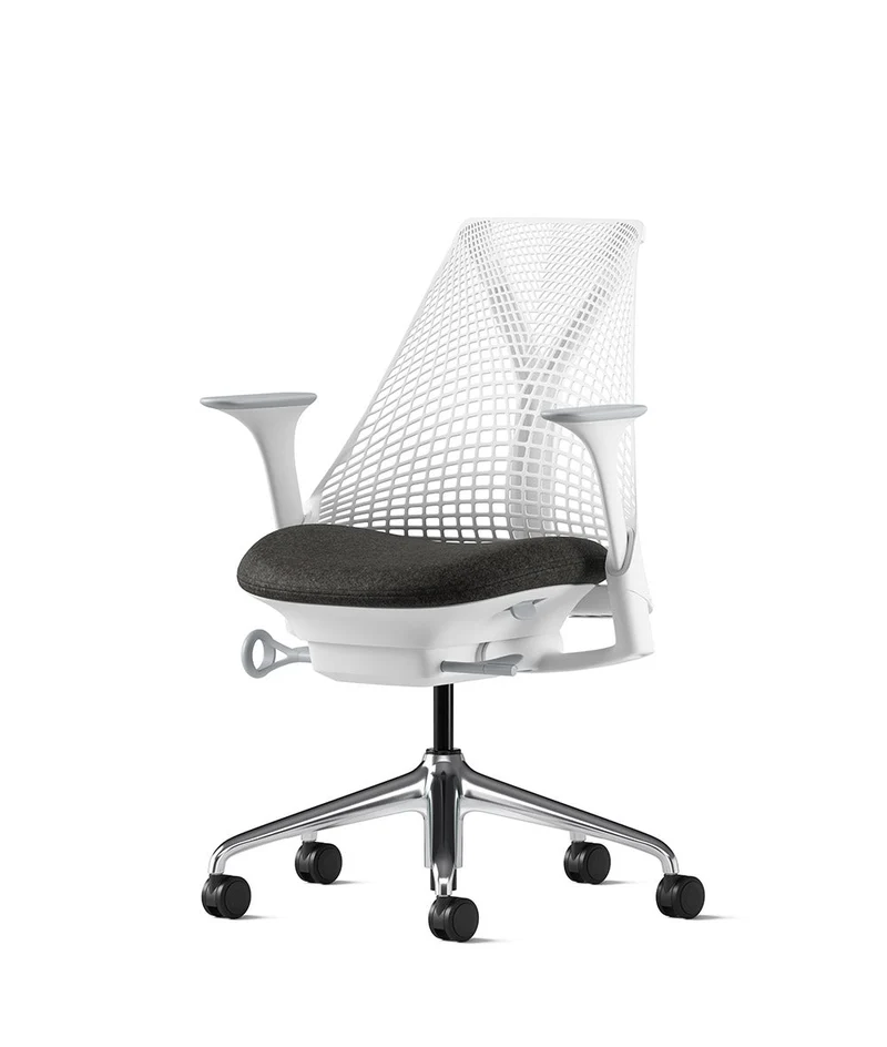 Siège de bureau Sayl* Blanc et aluminium poli