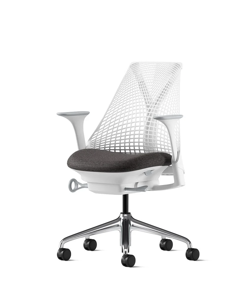 Siège de bureau Sayl* Blanc et aluminium poli