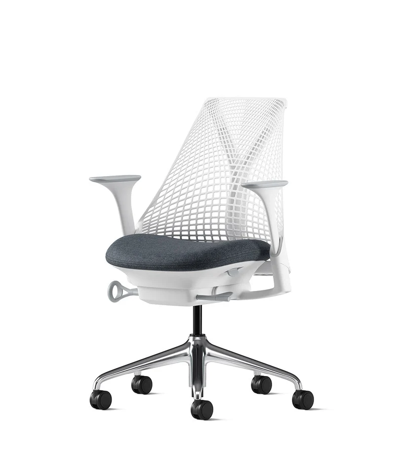 Siège de bureau Sayl* Blanc et aluminium poli