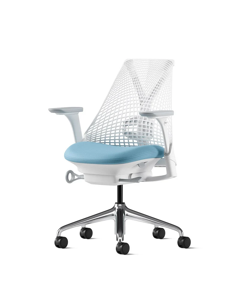 Siège de bureau Sayl* Blanc et aluminium poli