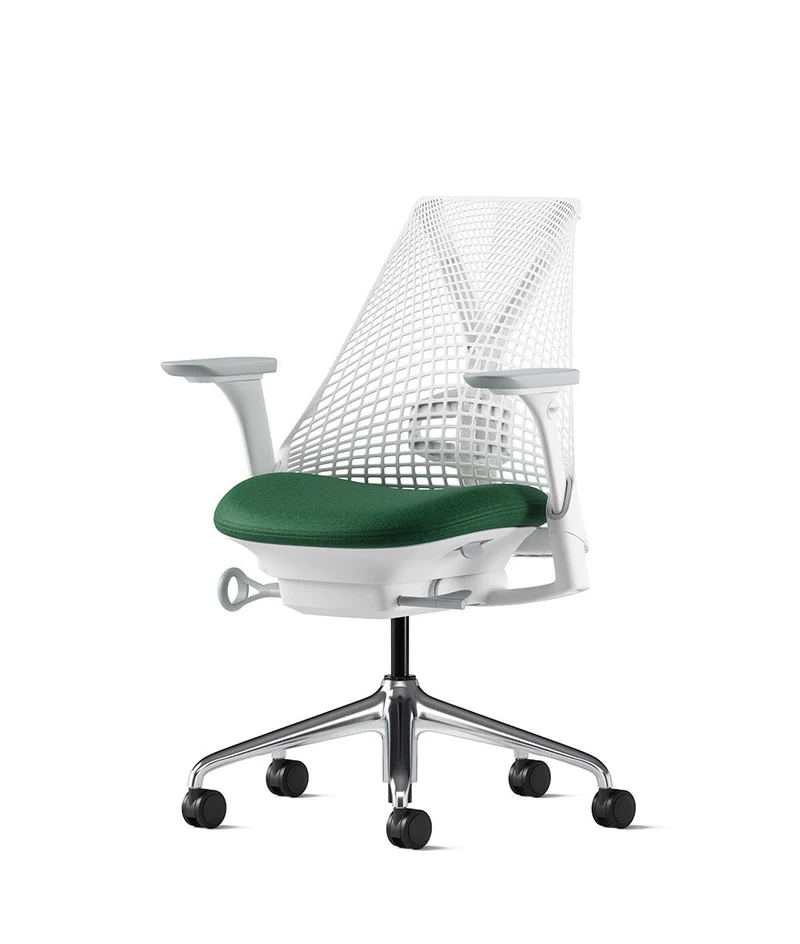 Siège de bureau Sayl* Blanc et aluminium poli