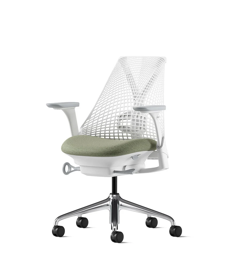 Siège de bureau Sayl* Blanc et aluminium poli