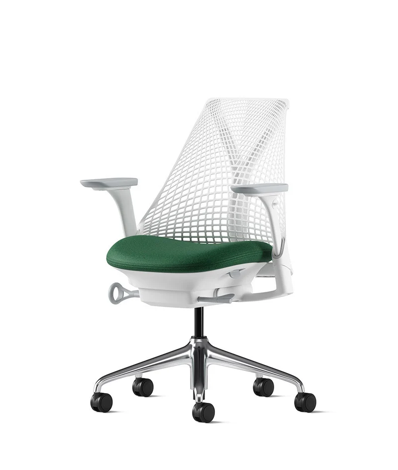 Siège de bureau Sayl* Blanc et aluminium poli