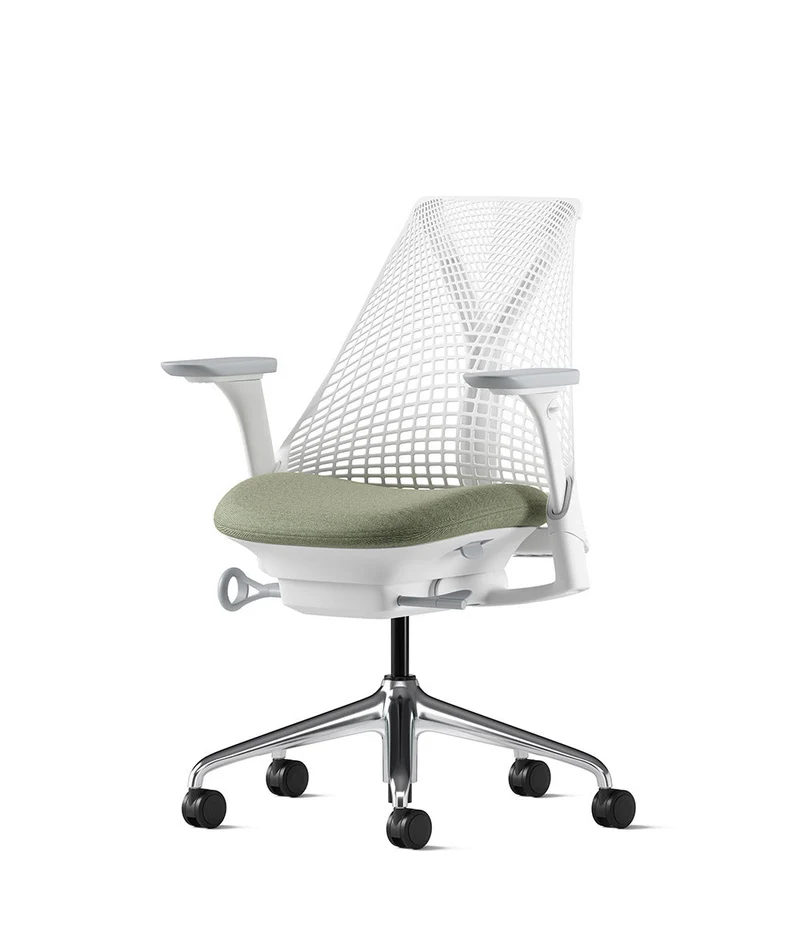 Siège de bureau Sayl* Blanc et aluminium poli