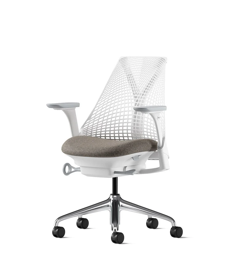 Siège de bureau Sayl* Blanc et aluminium poli