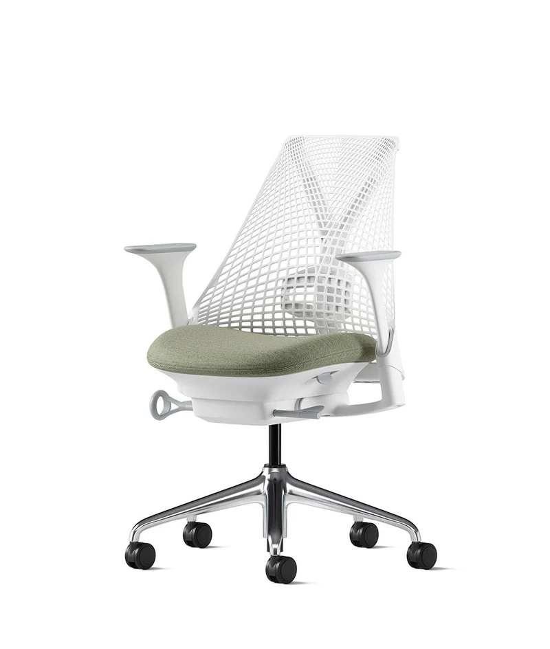 Siège de bureau Sayl* Blanc et aluminium poli