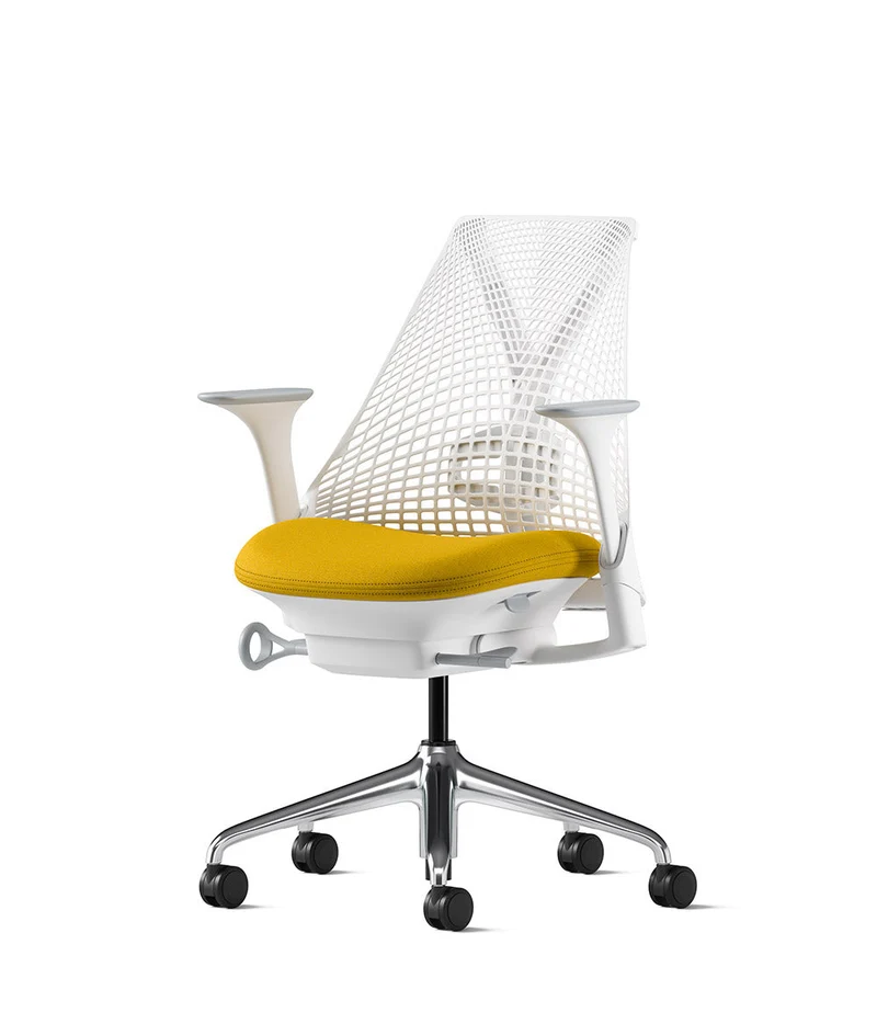 Siège de bureau Sayl* Blanc et aluminium poli