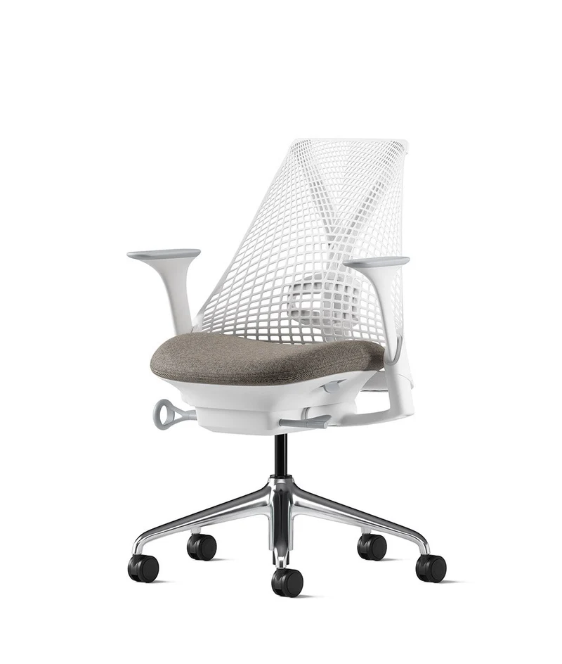 Siège de bureau Sayl* Blanc et aluminium poli