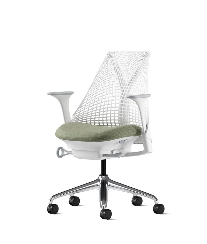 Siège de bureau Sayl* Blanc et aluminium poli