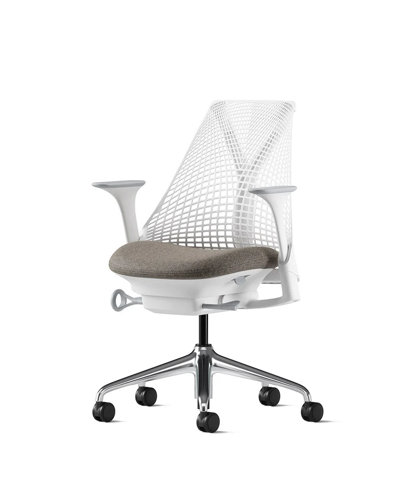 Siège de bureau Sayl* Blanc et aluminium poli