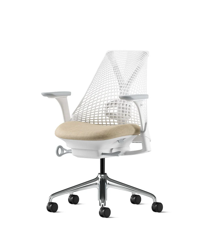 Siège de bureau Sayl* Blanc et aluminium poli