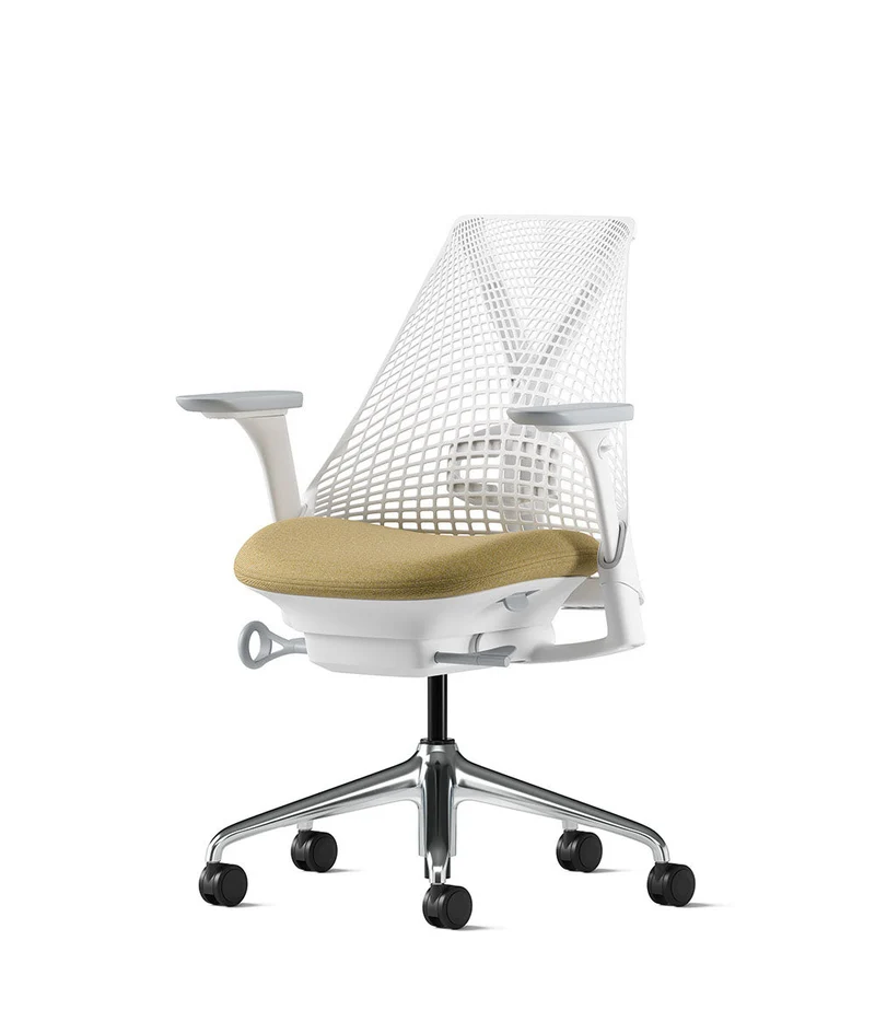 Siège de bureau Sayl* Blanc et aluminium poli