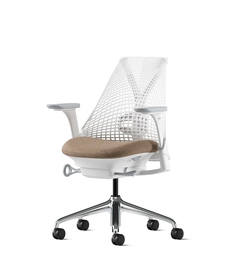 Siège de bureau Sayl* Blanc et aluminium poli