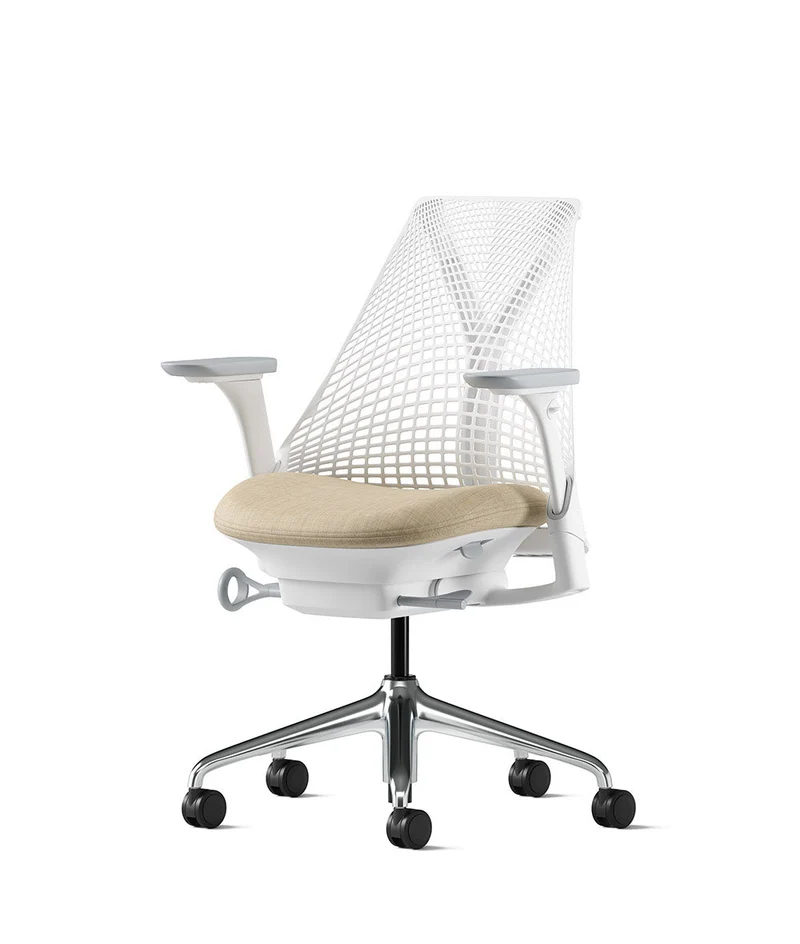 Siège de bureau Sayl* Blanc et aluminium poli