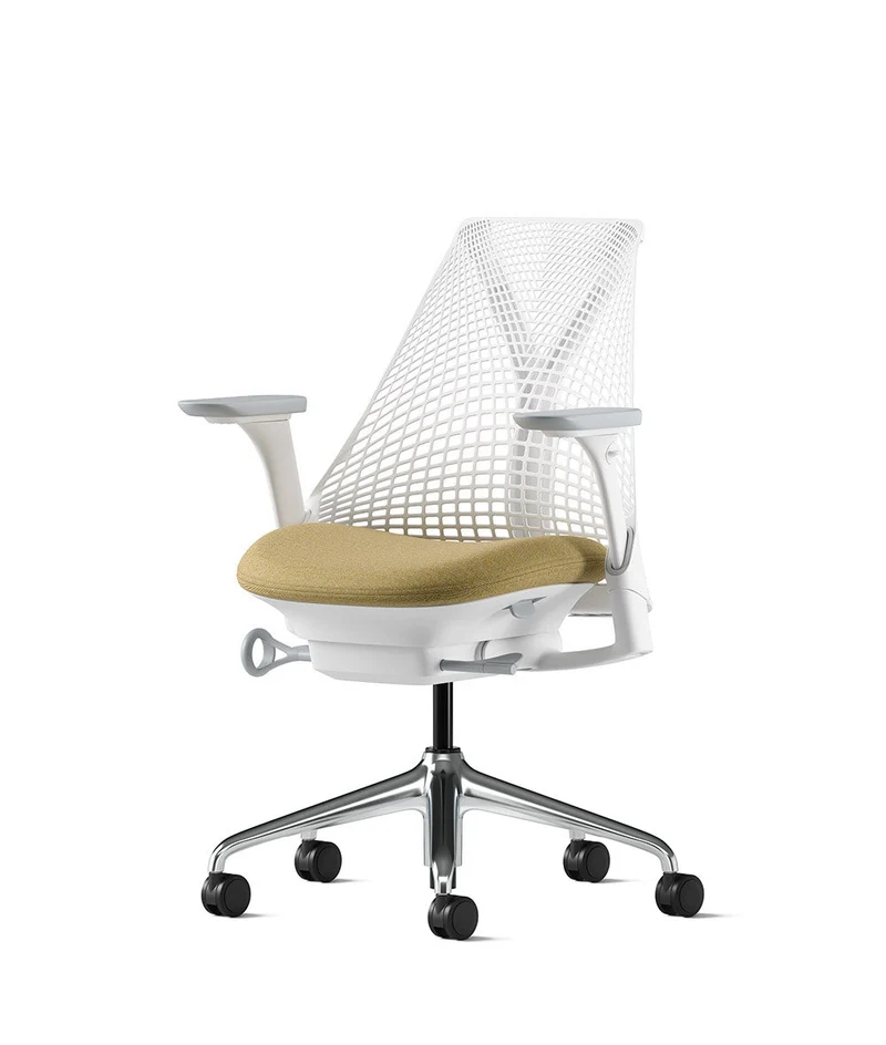 Siège de bureau Sayl* Blanc et aluminium poli