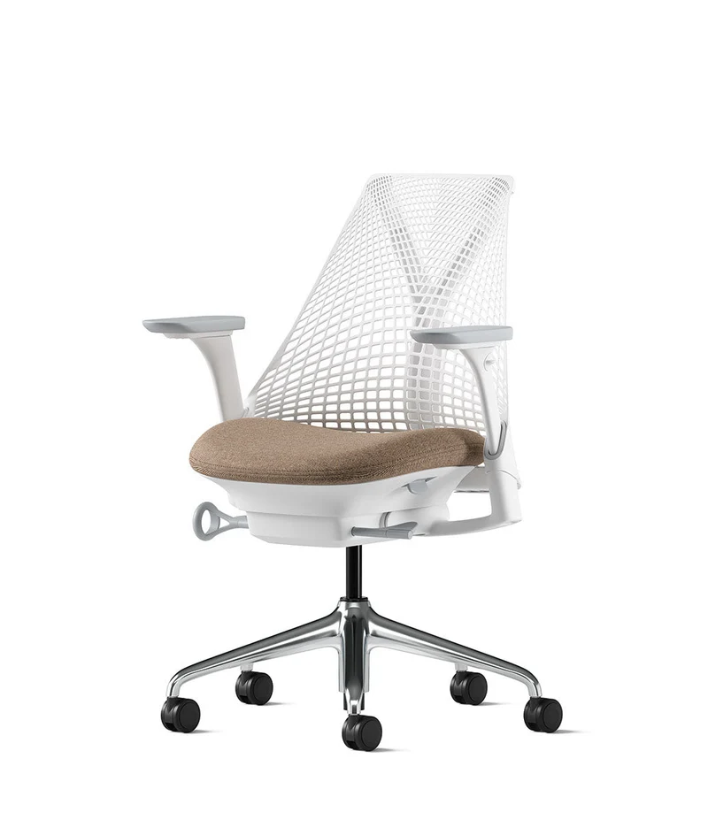 Siège de bureau Sayl* Blanc et aluminium poli