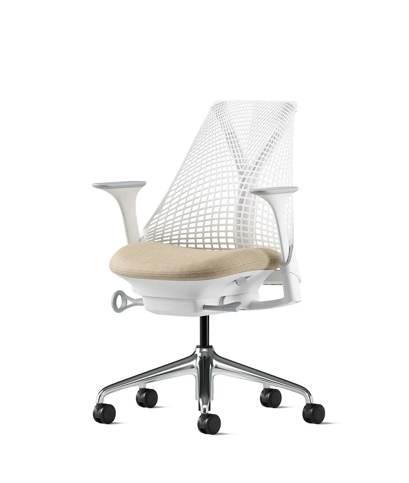 Siège de bureau Sayl* Blanc et aluminium poli