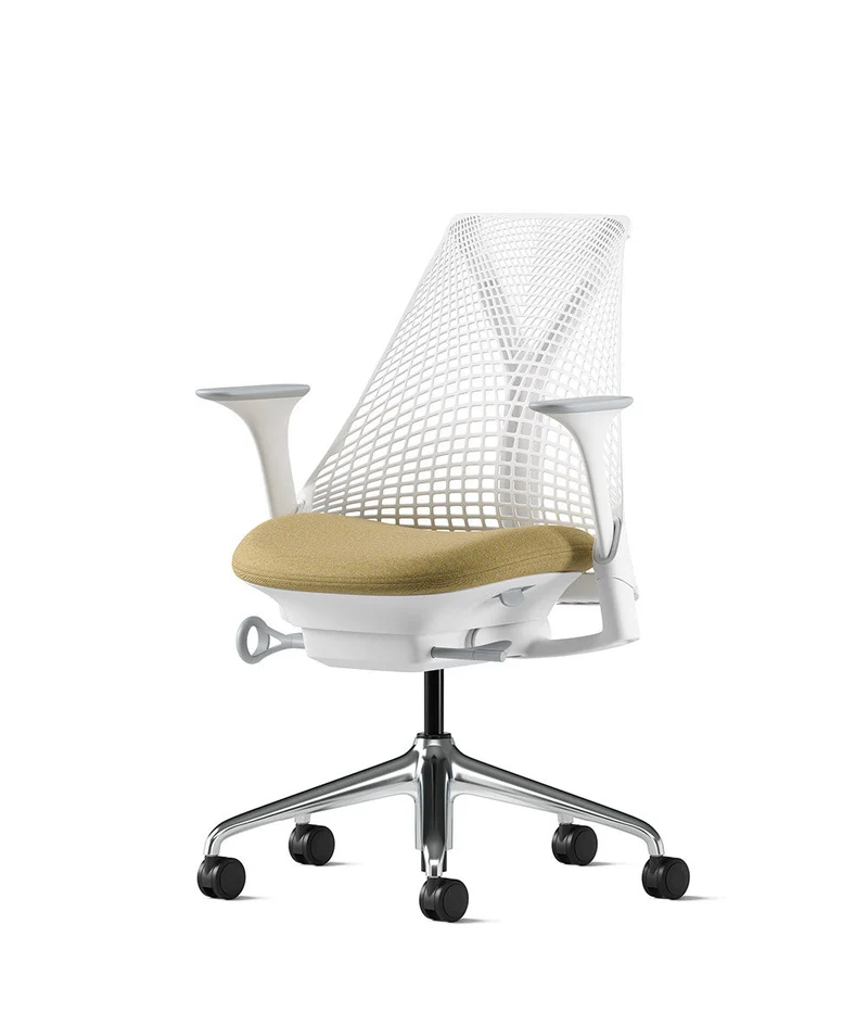 Siège de bureau Sayl* Blanc et aluminium poli