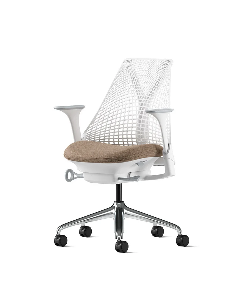 Siège de bureau Sayl* Blanc et aluminium poli