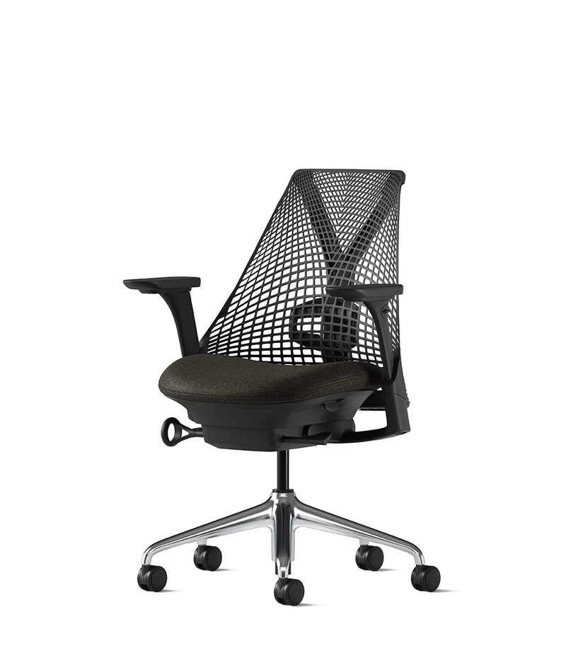 Siège de bureau Sayl* Noir et aluminium poli