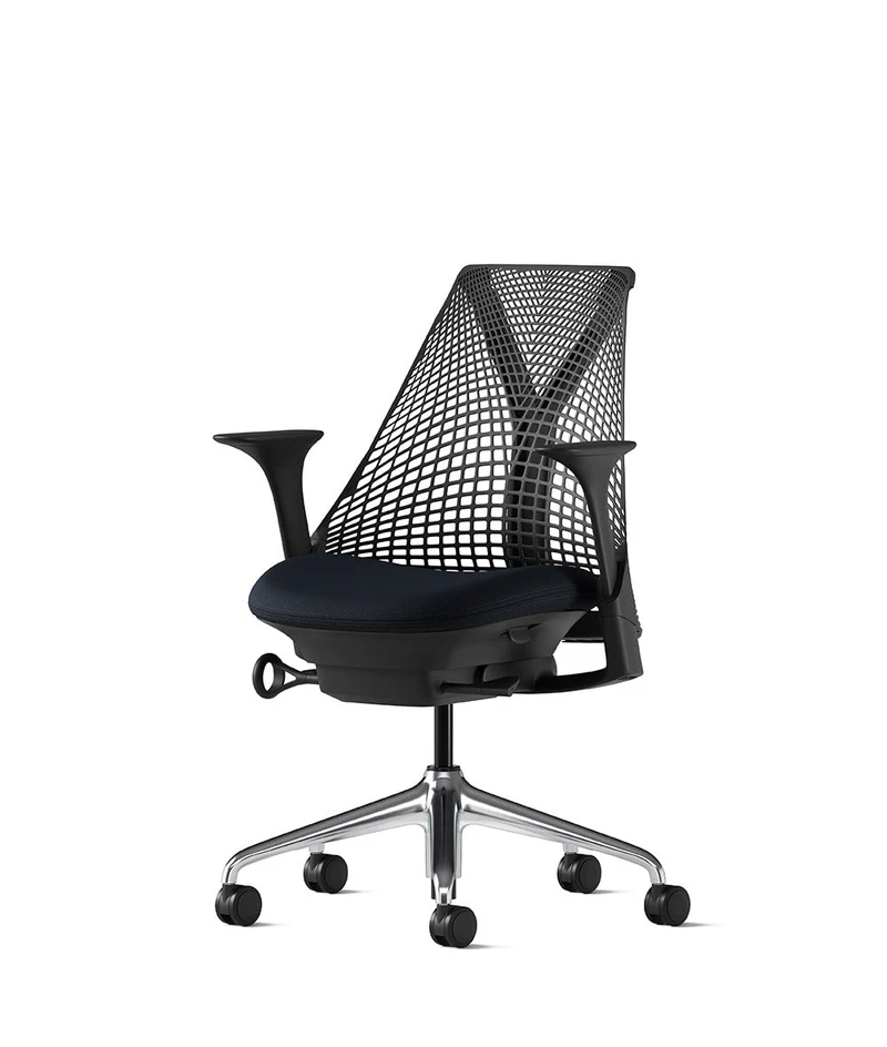 Siège de bureau Sayl* Noir et aluminium poli