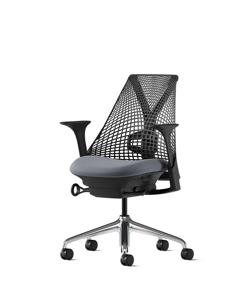 Siège de bureau Sayl* Noir et aluminium poli
