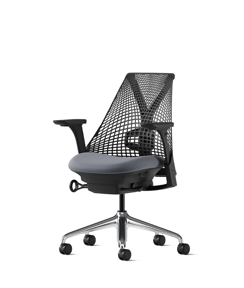 Siège de bureau Sayl* Noir et aluminium poli