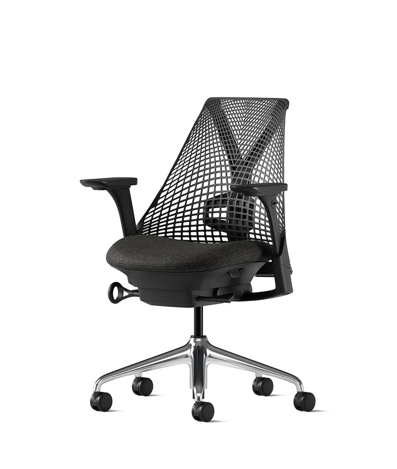 Siège de bureau Sayl* Noir et aluminium poli