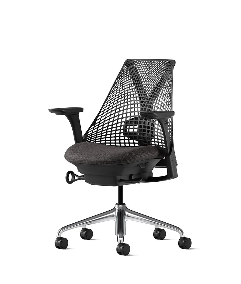 Siège de bureau Sayl* Noir et aluminium poli