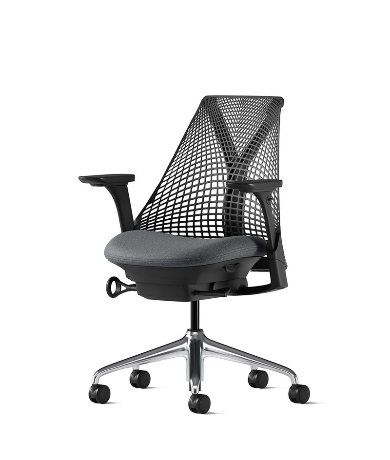 Siège de bureau Sayl* Noir et aluminium poli