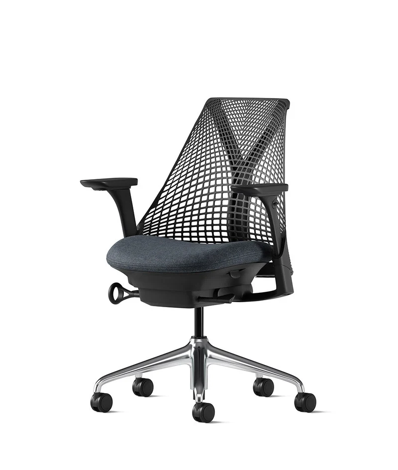 Siège de bureau Sayl* Noir et aluminium poli