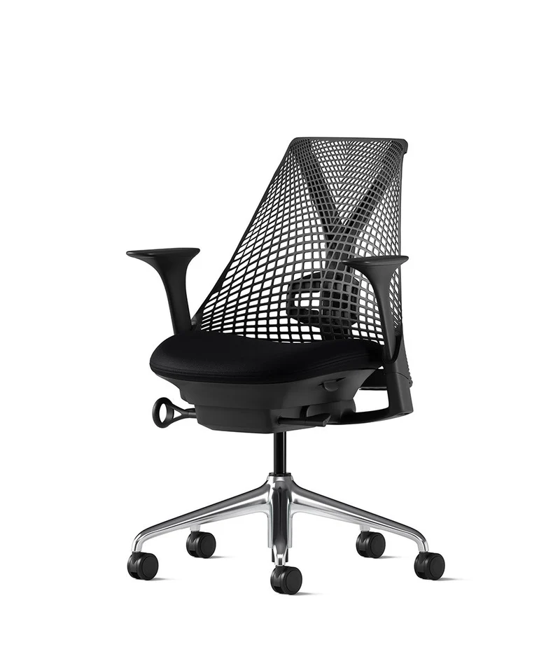 Siège de bureau Sayl* Noir et aluminium poli