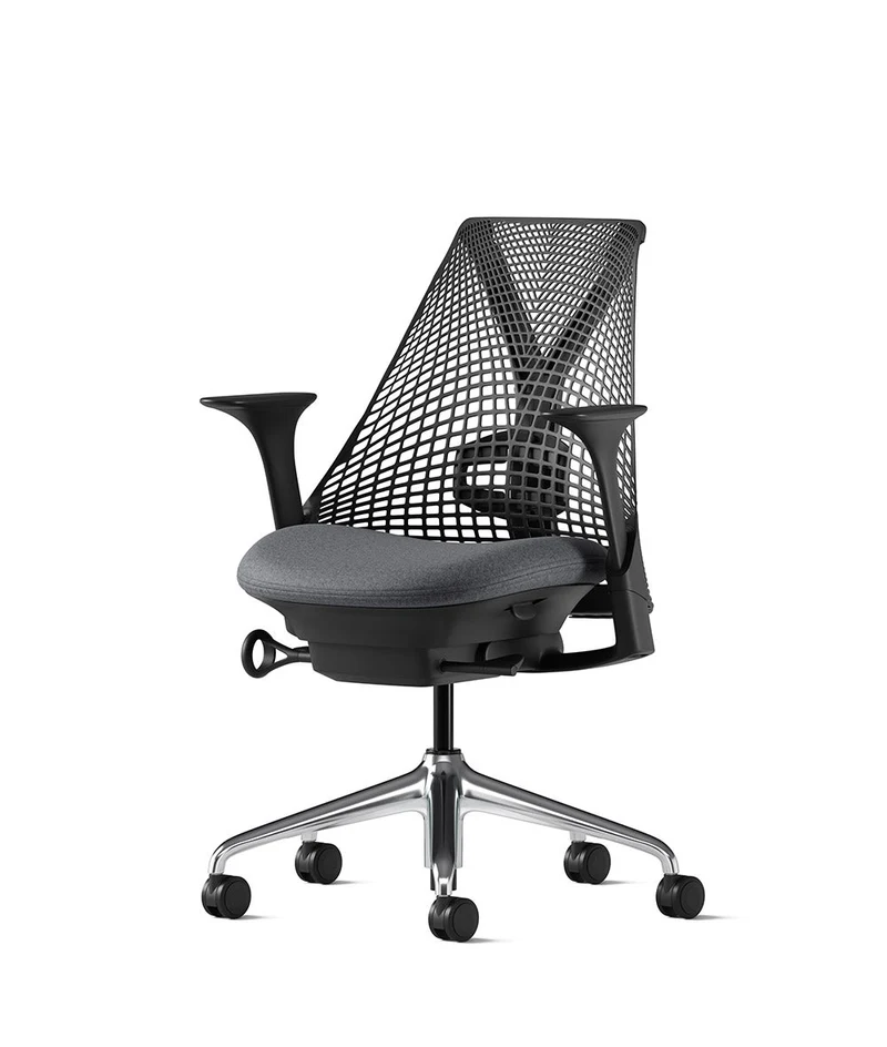 Siège de bureau Sayl* Noir et aluminium poli