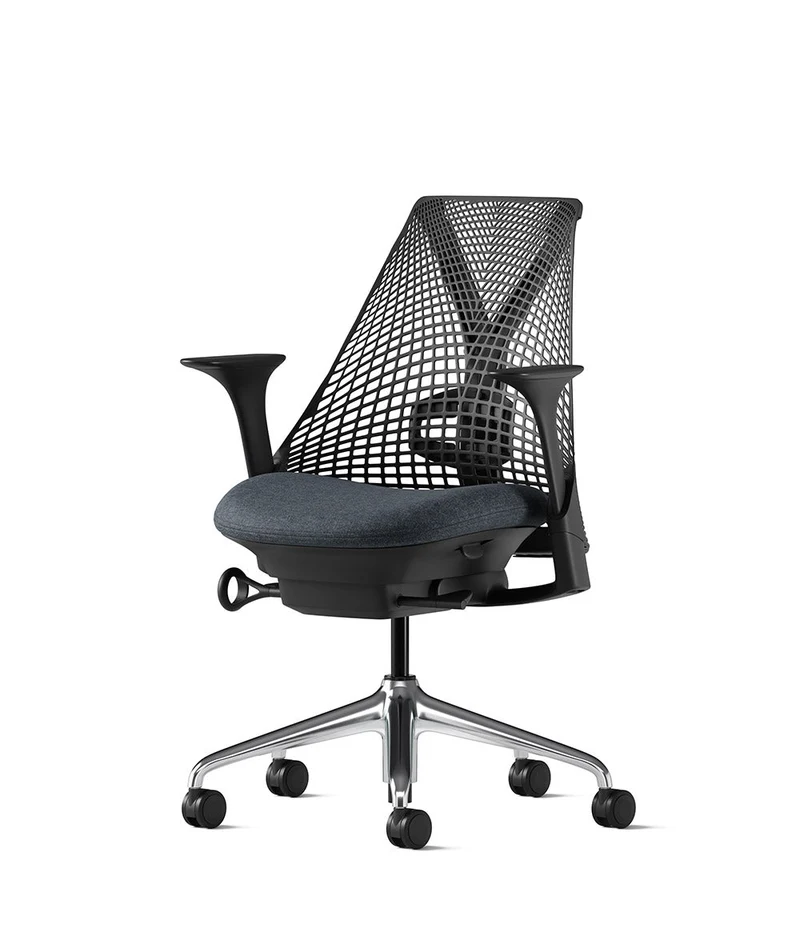 Siège de bureau Sayl* Noir et aluminium poli