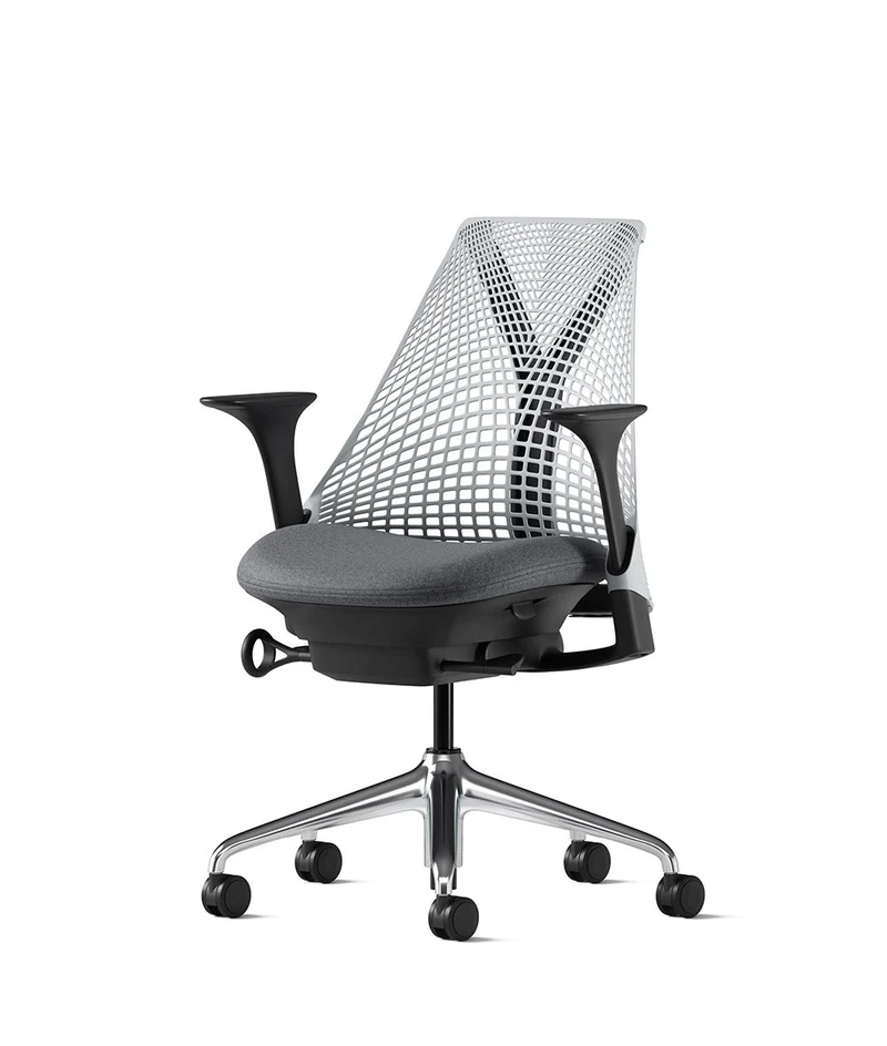 Siège de bureau Sayl* Noir et aluminium poli