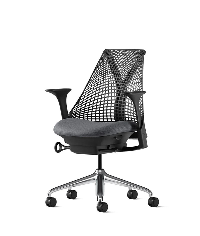 Siège de bureau Sayl* Noir et aluminium poli