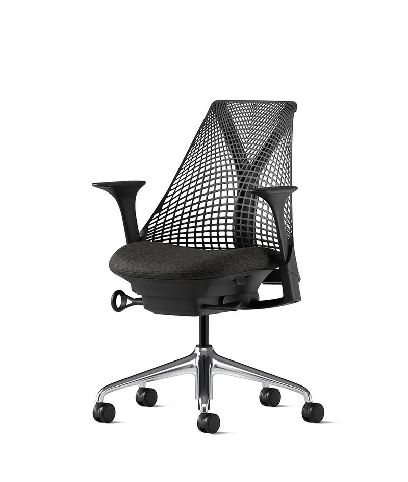 Siège de bureau Sayl* Noir et aluminium poli