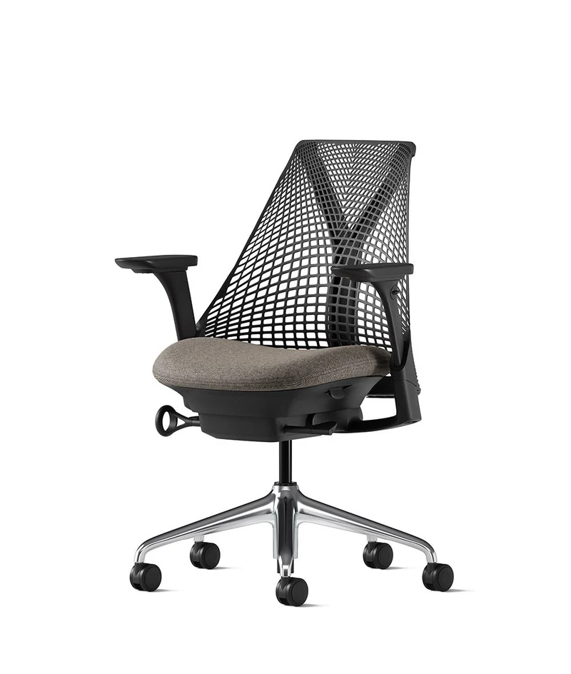 Siège de bureau Sayl* Noir et aluminium poli