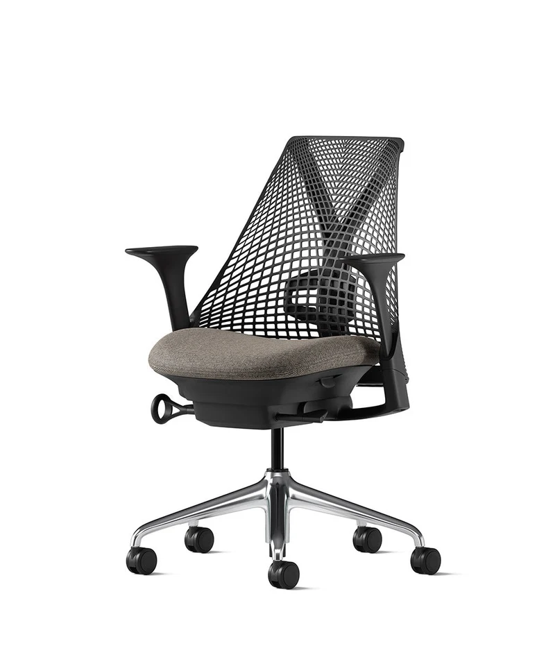 Siège de bureau Sayl* Noir et aluminium poli