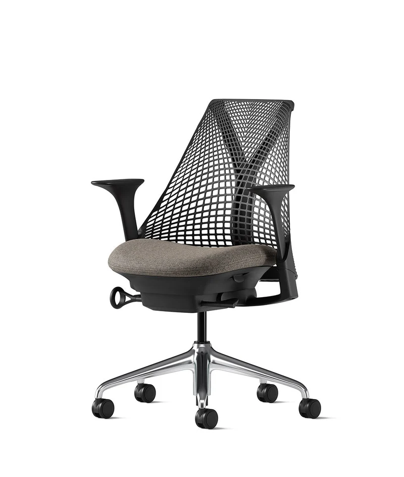 Siège de bureau Sayl* Noir et aluminium poli
