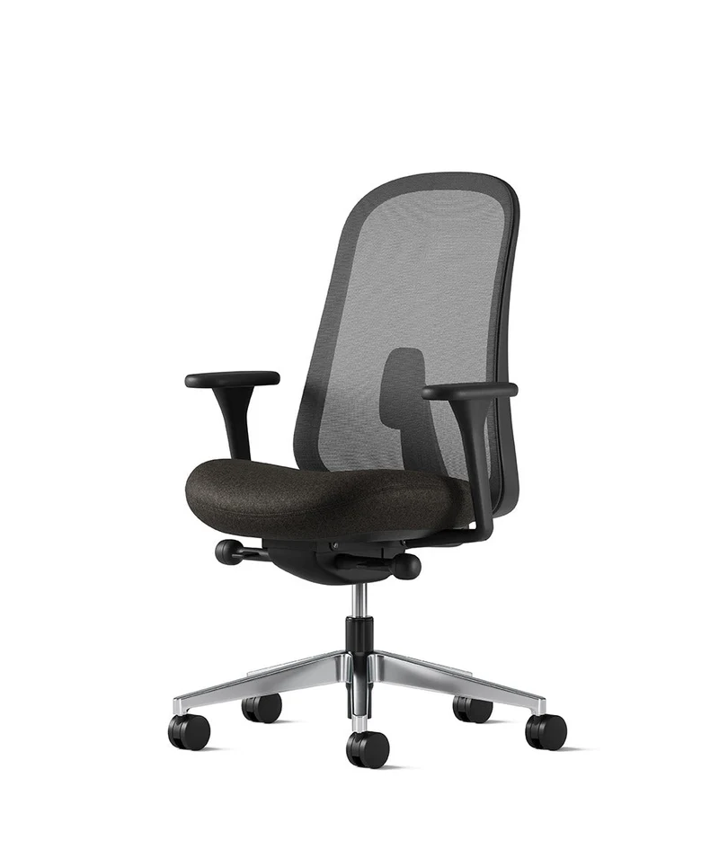 Siège de bureau Lino* Noir et aluminium poli